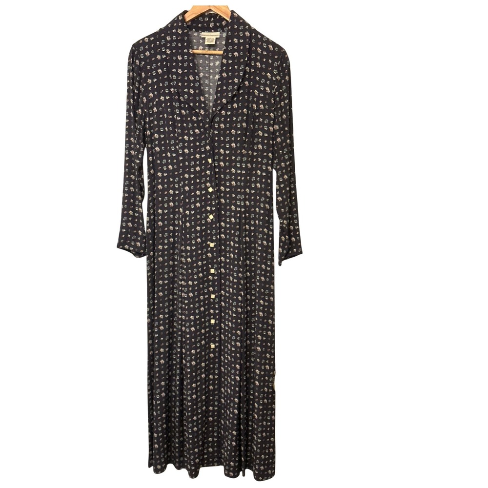 Vtg Banana Republic Rayon Maxi Dress 80s 90s Floral Button Front XS Hong Kong